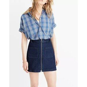 NWOT Madewell‎ Denim Zip Mini Skirt Blue 23